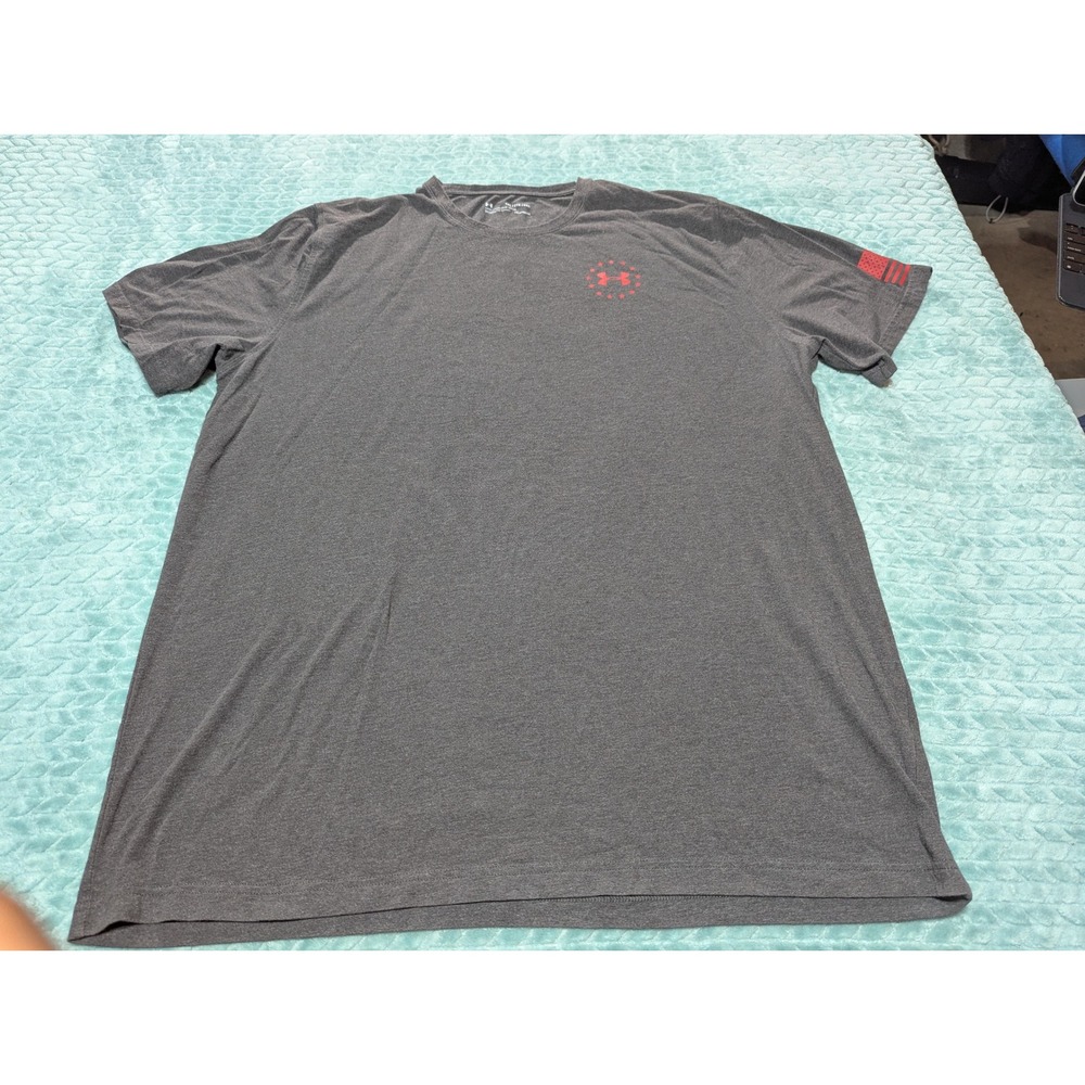 Under Armour Freedom‎ Flag T-Shirt Mens 2XL Charcoal Gray HeatGear Tactical Tee
